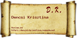 Dencsi Krisztina névjegykártya